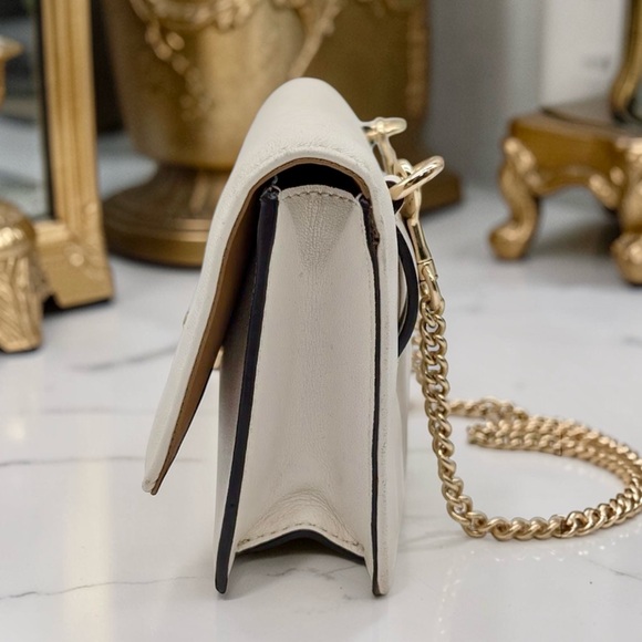 COACH Cream Linear Quilted Flap Belt Bag / Crossbody with Gold Chain - Picture 6 of 9